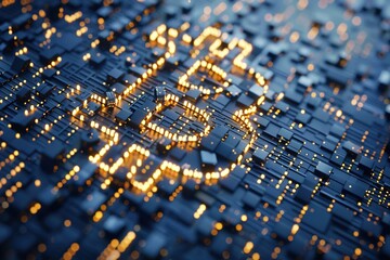 Fototapeta premium Cryptocurrency. Bitcoin Stock Growth. Chart shows a strong increase in the price of bitcoin. Investing in virtual assets. Investment platform with charts and bitcoin coin
