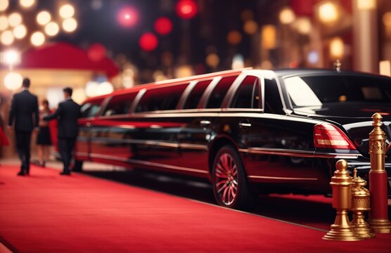 Red carpet entrance and limousine