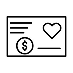 Donation Check line icon