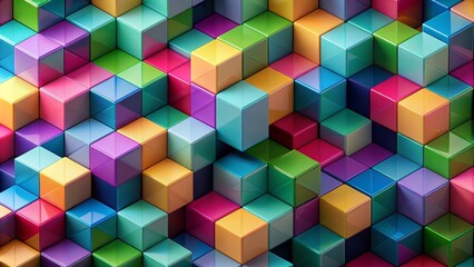 Obraz premium Colorful 3D Cubes Wallpaper. Modern and Vibrant Design with Cubic Shapes.