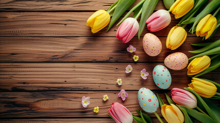 Easter holiday background with Easter eggs.
