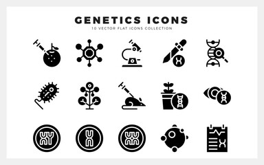 15 Genetics Glyph icon pack. vector illustration.