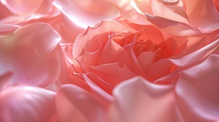 a cascade of pastel pink rose petals in extreme macro close-up, presenting a gentle and romantic portrait. - obrazy, fototapety, plakaty