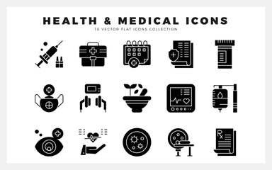 15 Health And Medical Glyph icon pack. vector illustration.