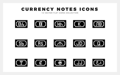 15 Currency Note Glyph icon pack. vector illustration.