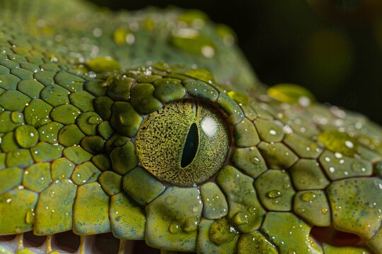 close up of a green snake