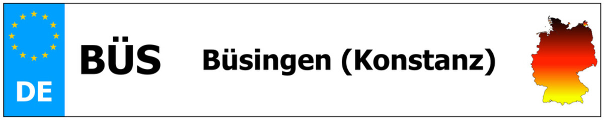 Büsingen (Konstanz) car licence plate sticker name and map of Germany. Vehicle registration plates frames German number