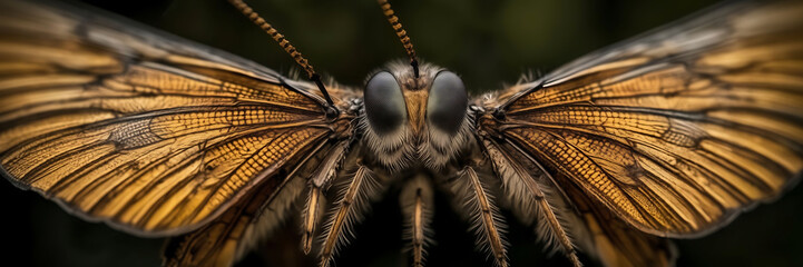 Macro photograph of insect wings, showcasing intricate patterns and textures.