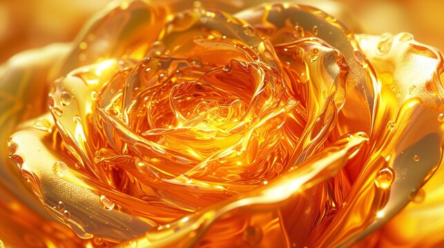Illuminate the frame with the radiant elegance of a golden rose, every detail magnified in extreme macro close-up.