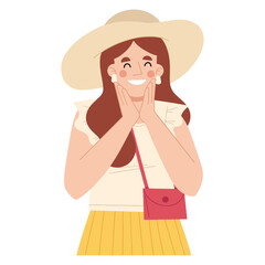 Vector illustration of happy woman on holiday