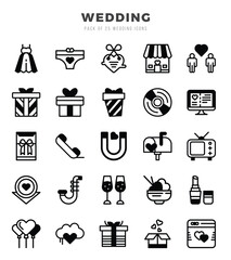 Wedding Lineal Filled icons collection. 25 icon set. Vector illustration.