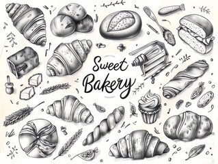Bakery background with croissants