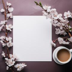 blank white page with flower decoration 