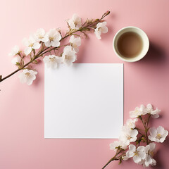 blank white page with flower decoration 