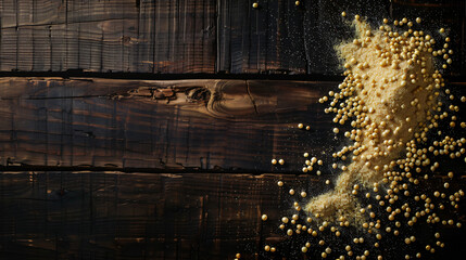 Millet on a dark wooden background top view