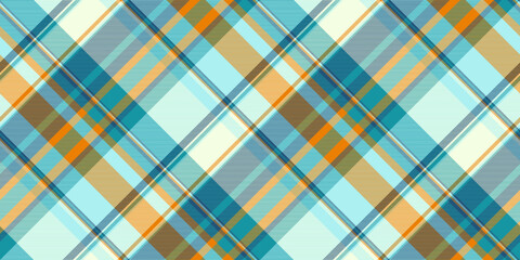 Feminine pattern textile seamless, comfort background tartan texture. Simplicity vector check fabric plaid in cyan and pale turquoise colors.