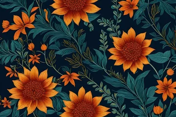 Möbelaufkleber seamless pattern with flowers © Saqib