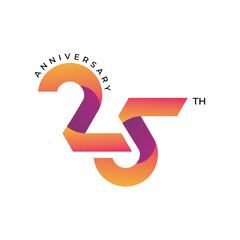 25 anniversary logo design. 25th anniversary gradient logo template, vector and illustration