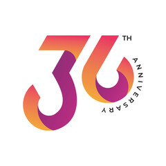 36 anniversary logo design. 36 th anniversary gradient logo template, vector and illustration