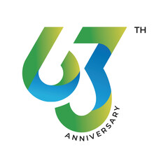 63 anniversary logo design. 63th anniversary gradient logo template, vector and illustration