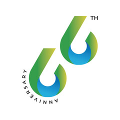 66 anniversary logo design. 66th anniversary gradient logo template, vector and illustration