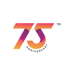 75 anniversary logo design. 75th anniversary gradient logo template, vector and illustration