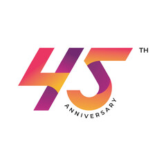 45 anniversary logo design. 45th anniversary gradient logo template, vector and illustration