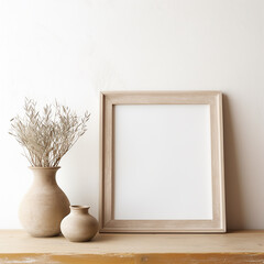 simple empty wall art frame shelf
