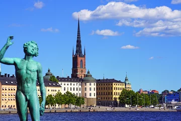 Rolgordijnen Song statue near Stockholm City Hall, Sweden © Nabil