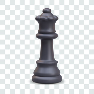 Realistic black chess queen. Strong game figure, leader. Isolated vector image