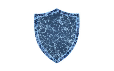 Shield and glowing lines, 3d rendering.