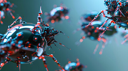 Fototapeta na wymiar Nanobots for drug delivery solid color background