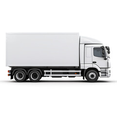 a white logistics truck, side view, white background сreated with Generative Ai