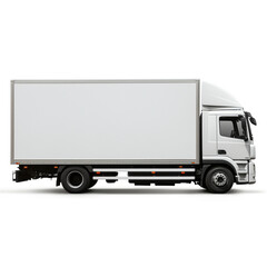 a white logistics truck, side view, white background сreated with Generative Ai