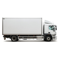 a white logistics truck, side view, white background сreated with Generative Ai