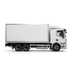 a white logistics truck, side view, white background сreated with Generative Ai