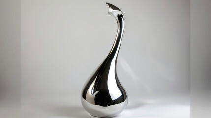 A silver wine decanter with a long curved neck and wide base the perfect vessel for aerating and serving red wine.