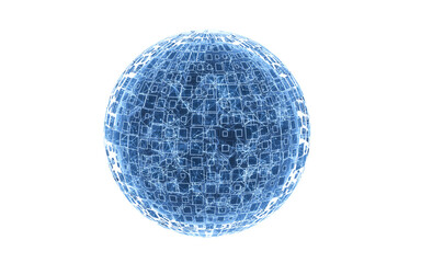 Digital sphere with digital lines structure, 3d rendering.