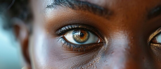 Close up eyes of African American woman