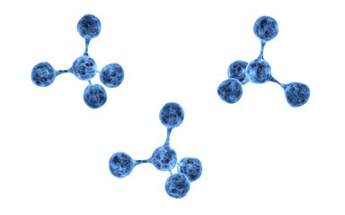 Molecule with blue transparent structure, 3d rendering.