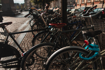 selective focus bicycles walkway urban
