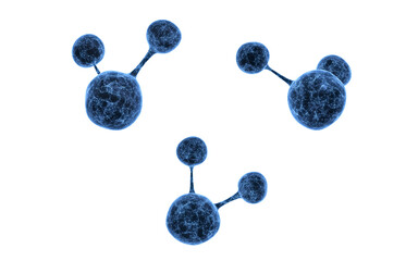 Molecule with blue transparent structure, 3d rendering.