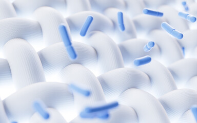 Obraz premium Bacterium and cloth with microscopic detail, 3d rendering.