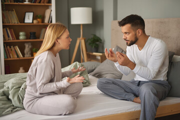 Unhappy couple having crisis and difficulties in a relationship