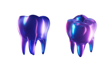 Tooth with dark neon light effect, 3d rendering.