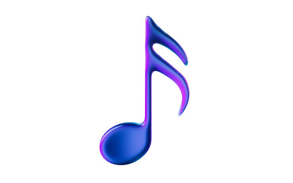 Music notes with dark neon light effect, 3d rendering.