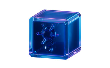 Safety box with dark neon light effect, 3d rendering.