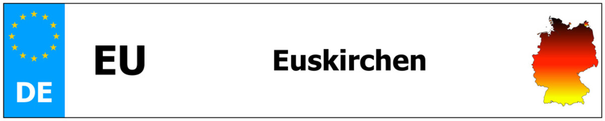 Euskirchen car licence plate sticker name and map of Germany. Vehicle registration plates frames German number