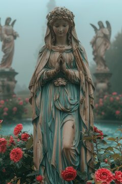 Virgin mary: a symbol of faith and devotion, an iconic figure in christianity representing purity, grace, and divine motherhood, revered by believers worldwide for her sacred significance.