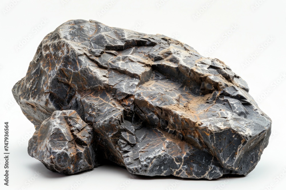 Poster A single rock placed on a plain white background. Suitable for various design projects
